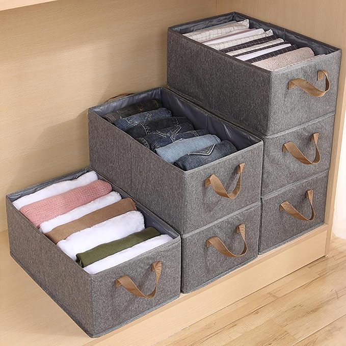 Pack of 3 Large Capacity Storage Bins Closet Organizer Sturdy Foldable Fabric Storage Boxes for Organizing Clothing,Sheets,Toys,Shelves Basket Storage Bin With Handles