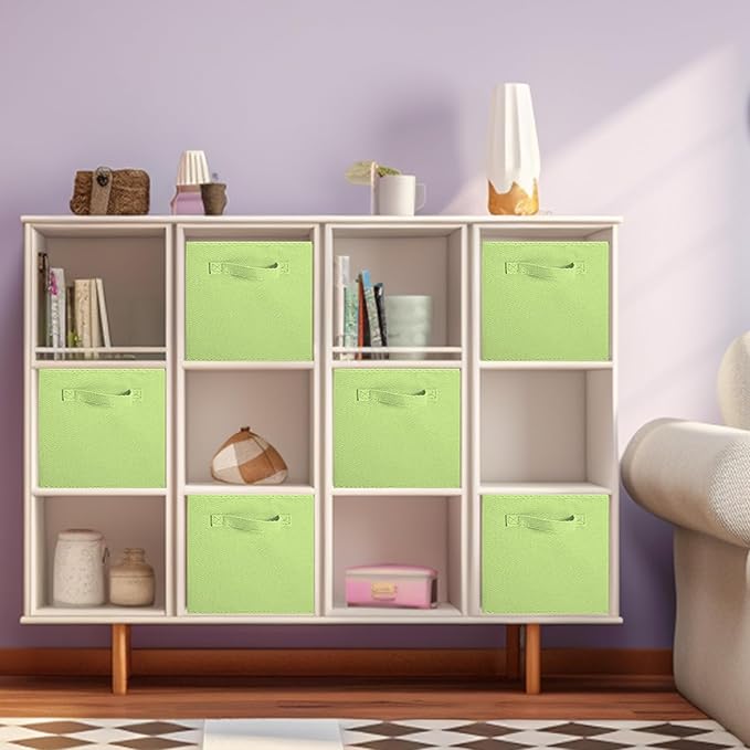 Storage Bins, Foldable Fabric Storage Cubes And Cloth Storage Organizer Drawer For Closet And Toys Storage, 2 Pack (Green)