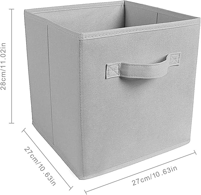 Basics Fabric Clothing Storage Bins - 10.6" x 10.6" x 11" - 2 Pack - Collapsible Storage Cubes Organizer with Handles, Linen Foldable Storage Baskets Cloth Box Containers, Closet Organizers
