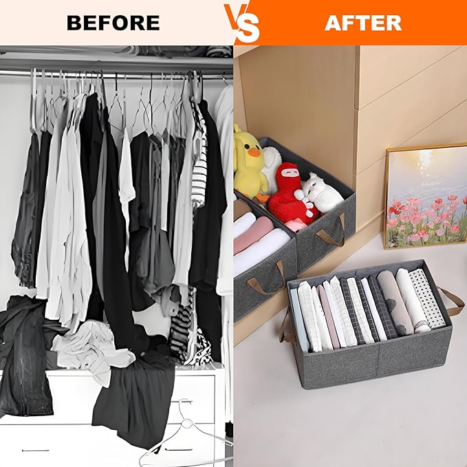 Pack of 3 Large Capacity Storage Bins Closet Organizer Sturdy Foldable Fabric Storage Boxes for Organizing Clothing,Sheets,Toys,Shelves Basket Storage Bin With Handles